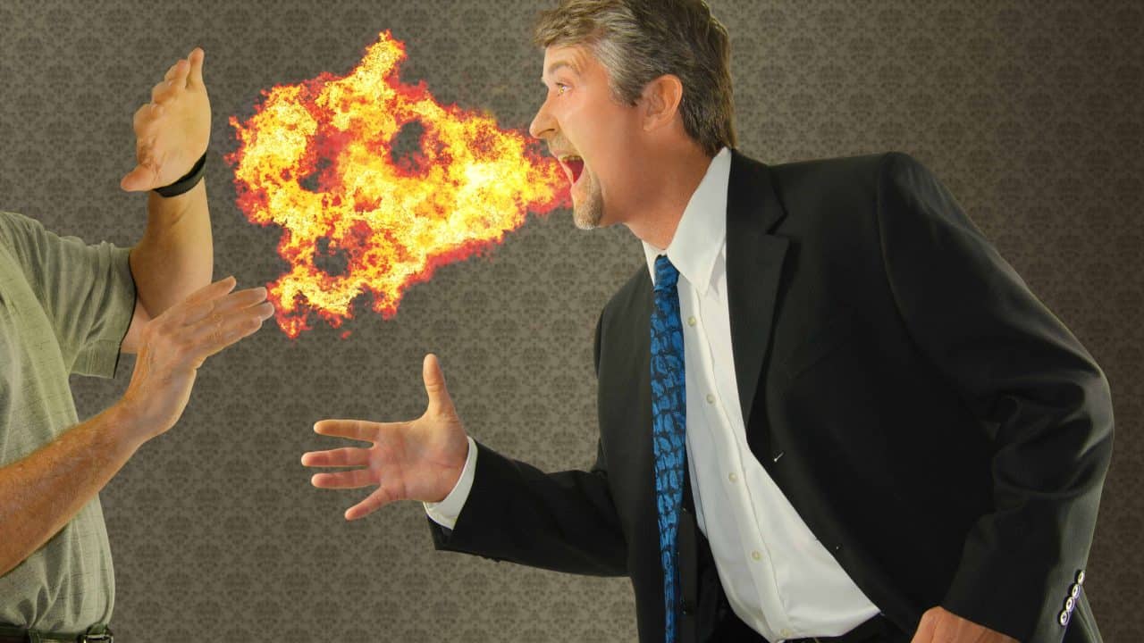 halitosis - man breathing fire to symbolize bad breath